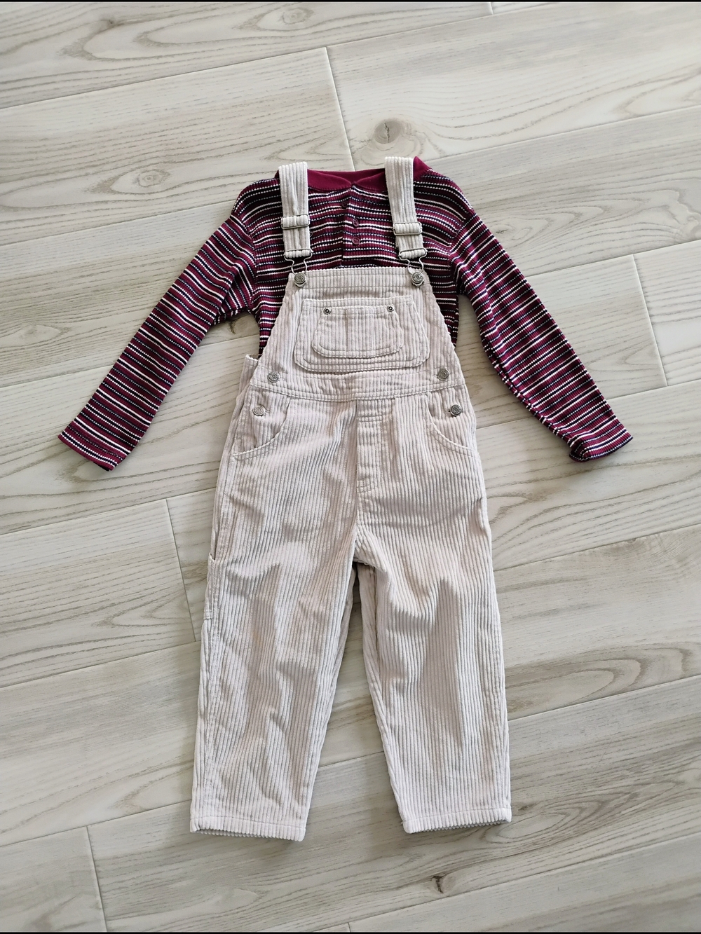 VINTAGE Cherokee Overalls 4T Bibs Corduroy Tan Outfit Set Fall Autumn 1990s